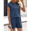 image:imageANRABESS Womens Waffle Knit 2 Piece Short Sets Cap Sleeve Summer 2026 Matching Lounge Outfits Travel Beach Vacation SweatsuitNavy Blue