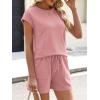 image:imageANRABESS Womens Waffle Knit 2 Piece Short Sets Cap Sleeve Summer 2026 Matching Lounge Outfits Travel Beach Vacation SweatsuitPink