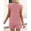 image:imageANRABESS Womens Waffle Knit 2 Piece Short Sets Cap Sleeve Summer 2026 Matching Lounge Outfits Travel Beach Vacation SweatsuitPink
