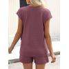 image:imageANRABESS Womens Waffle Knit 2 Piece Short Sets Cap Sleeve Summer 2026 Matching Lounge Outfits Travel Beach Vacation SweatsuitPurple