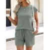 image:imageANRABESS Womens Waffle Knit 2 Piece Short Sets Cap Sleeve Summer 2026 Matching Lounge Outfits Travel Beach Vacation SweatsuitSage Green