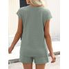 image:imageANRABESS Womens Waffle Knit 2 Piece Short Sets Cap Sleeve Summer 2026 Matching Lounge Outfits Travel Beach Vacation SweatsuitSage Green