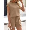 image:imageANRABESS Womens Waffle Knit 2 Piece Short Sets Cap Sleeve Summer 2026 Matching Lounge Outfits Travel Beach Vacation SweatsuitTan