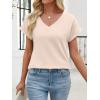 image:imageANRABESS Womens Waffle Knit Tops 2026 Summer Casual Short Sleeve V Neck T Shirts Basic Work Tee Spring Vacation BlousesBeige