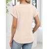 image:imageANRABESS Womens Waffle Knit Tops 2026 Summer Casual Short Sleeve V Neck T Shirts Basic Work Tee Spring Vacation BlousesBeige