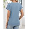 image:imageANRABESS Womens Waffle Knit Tops 2026 Summer Casual Short Sleeve V Neck T Shirts Basic Work Tee Spring Vacation BlousesBlue