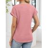 image:imageANRABESS Womens Waffle Knit Tops 2026 Summer Casual Short Sleeve V Neck T Shirts Basic Work Tee Spring Vacation BlousesPink