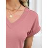image:imageANRABESS Womens Waffle Knit Tops 2026 Summer Casual Short Sleeve V Neck T Shirts Basic Work Tee Spring Vacation BlousesPink