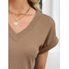 image:imageANRABESS Womens Waffle Knit Tops 2026 Summer Casual Short Sleeve V Neck T Shirts Basic Work Tee Spring Vacation BlousesTan