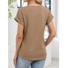 image:imageANRABESS Womens Waffle Knit Tops 2026 Summer Casual Short Sleeve V Neck T Shirts Basic Work Tee Spring Vacation BlousesTan
