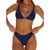 image:imageANRABESS Bikini Swimsuit Sets for Women Double Shoulder Straps Top Triangle Floral Two Piece Bathing Suit Beach SwimwearNavy Blue