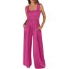 image:imageANRABESS Jumpsuits for Women Dressy Casual Smocked Sleeveless Wide Leg Longe Rompers One Piece 2026 Summer Vacation OutfitsHot Pink