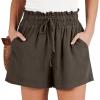 image:imageANRABESS Linen Shorts for Women Summer Casual Wide Leg Loose High Waist Drawstring Dressy Shorts 2026 Beach Vacation ClothesCoffee