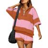 image:imageANRABESS Striped Short Sets for Women 2 Piece Outfits Summer Casual Oversized Workout Athletisure Travel Lounge Matching SetsPink Orange