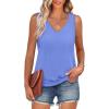 image:imageANRABESS Women Tank Tops Summer V Neck Sleeveless Casual Loose Fit Cute Cami Basic T Shirts Solid Tees 2026 Trendy OutfitsBlue
