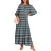 image:imageANRABESS Womens Boho Maxi Dresses 2026 Summer V Neck Puff Sleeve Floral Flowy Swing Fall Casual Long DressDark Green