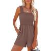 image:imageANRABESS Womens Rompers Summer Casual Smocked Square Neck Sleeveless Loose Shorts Jumpsuit 2026 Beach Vacation ClothesBrown