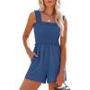 image:imageANRABESS Womens Rompers Summer Casual Smocked Square Neck Sleeveless Loose Shorts Jumpsuit 2026 Beach Vacation ClothesDeep Blue