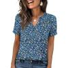 image:imageANRABESS Womens Short Sleeve V Neck Tops Summer Casual TShirts Blouses 2026 Spring Trendy Beach Vacation ClothesBlue White Green Floral