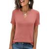 image:imageANRABESS Womens Short Sleeve V Neck Tops Summer Casual TShirts Blouses 2026 Spring Trendy Beach Vacation ClothesCoral