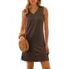 image:imageANRABESS Womens Summer Casual Beach Mini Dress 2026 Sleeveless V Neck Loose Split WrinkleFree Travel Vacation Short SundressBrown