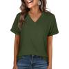 image:imageANRABESS Womens T Shirts Short Sleeve V Neck Shirts Summer Loose Fit Dressy Tops Business Casual Blouses 2026 Basic TeesArmy Green