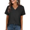 image:imageANRABESS Womens T Shirts Short Sleeve V Neck Shirts Summer Loose Fit Dressy Tops Business Casual Blouses 2026 Basic TeesBlack