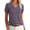image:imageANRABESS Womens Tops Summer Sweaters Dressy Casual V Neck Tunic Blouses Short Sleeve Basic Tee Shirts 2026 Trendy ClothesPurple