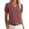 image:imageANRABESS Womens Tops Summer Sweaters Dressy Casual V Neck Tunic Blouses Short Sleeve Basic Tee Shirts 2026 Trendy ClothesRust Red