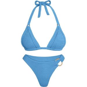 image:imageANRABESS Bikini Sets for Women Triangle Two Piece Halter Bathing Suit 2026 Summer Beach Vacation Strap Thong Sexy SwimsuitBlue