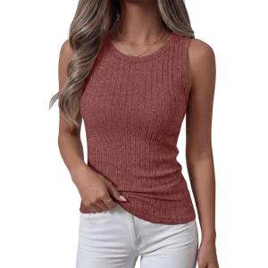 image:imageANRABESS High Neck Tank Tops for Women Sleeveless Shirts Summer 2026 Basic Soft Slim Fit Racerback Trendy Casual OutfitsRust Orange