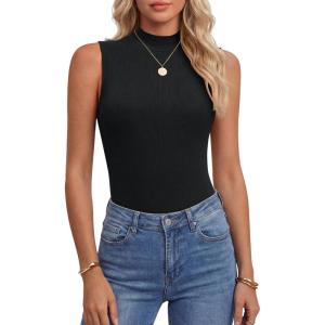 image:imageANRABESS Mock Neck Tank Tops for Women Ribbed Knit Sleeveless Top Slim Fit 2026 Summer Casual Basic Layer ShirtsBlack