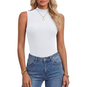 image:imageANRABESS Mock Neck Tank Tops for Women Ribbed Knit Sleeveless Top Slim Fit 2026 Summer Casual Basic Layer ShirtsWhite