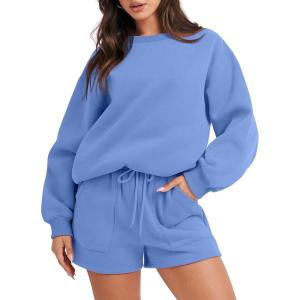 image:imageANRABESS Women 2 Piece Outfits Sweat Shorts Sets 2026 Oversized Casual Lounge Matching Set Sweatsuit Tracksuit Fall ClothesSky
