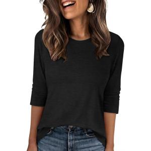 image:imageANRABESS Womens 34 Sleeve TopWrinkleFree Soft TShirtsCrew Neck Basic TeeCasual Summer Spring Clothes Daily Work TravelBlack