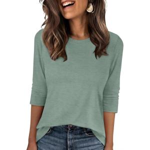 image:imageANRABESS Womens 34 Sleeve TopWrinkleFree Soft TShirtsCrew Neck Basic TeeCasual Summer Spring Clothes Daily Work TravelLight Green