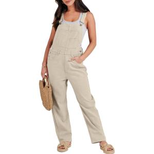 image:imageANRABESS Womens Denim Overalls Loose Fit Adjustable Strap Summer Gardening Casual amp Work Jean JumpsuitApricot