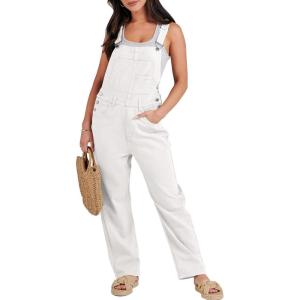 image:imageANRABESS Womens Denim Overalls Loose Fit Adjustable Strap Summer Gardening Casual amp Work Jean JumpsuitWhite