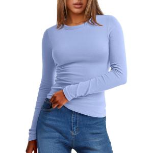 image:imageANRABESS Womens Long Sleeve Thermal Shirts Slim Fit Basic Tee Tops Warm Fleece Undershirts 2025 Fall Winter Layer OutfitsBlue