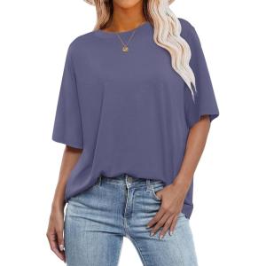 image:imageANRABESS Womens Oversized Tee Shirts Comfy Fabric Loose Fit Top AllDay Cozy for Gym Lounge Office Versatile Casual WearBlue Purple