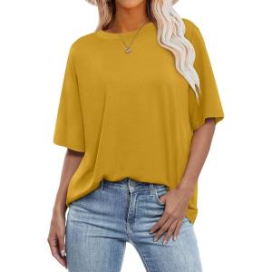 image:imageANRABESS Womens Oversized Tee Shirts Comfy Fabric Loose Fit Top AllDay Cozy for Gym Lounge Office Versatile Casual WearGinger