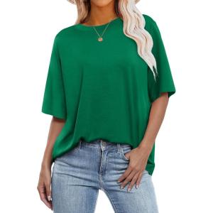 image:imageANRABESS Womens Oversized Tee Shirts Comfy Fabric Loose Fit Top AllDay Cozy for Gym Lounge Office Versatile Casual WearGreen