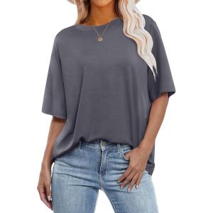image:imageANRABESS Womens Oversized Tee Shirts Comfy Fabric Loose Fit Top AllDay Cozy for Gym Lounge Office Versatile Casual WearGrey