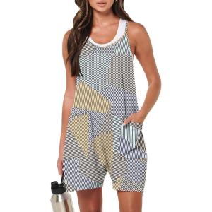 image:imageANRABESS Womens Rompers Summer Casual Loose Sleeveless Overalls Spaghetti Strap Shorts Jumpsuit 2026 Beach Vacation ClothesDiamond Stripe