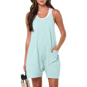 image:imageANRABESS Womens Rompers Summer Casual Loose Sleeveless Overalls Spaghetti Strap Shorts Jumpsuit 2026 Beach Vacation ClothesMint Green