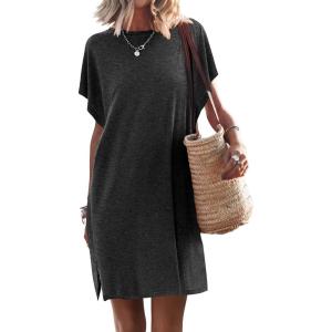 image:imageANRABESS Womens Summer T Shirt Dress 2026 Beach Vacation Travel Outfits Casual Simple Soft Mini Sundress Cover Up ClothesDark Gray
