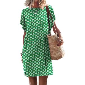 image:imageANRABESS Womens Summer T Shirt Dress 2026 Beach Vacation Travel Outfits Casual Simple Soft Mini Sundress Cover Up ClothesFloral Green