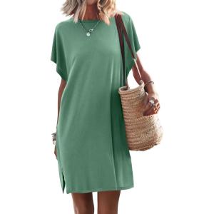 image:imageANRABESS Womens Summer T Shirt Dress 2026 Beach Vacation Travel Outfits Casual Simple Soft Mini Sundress Cover Up ClothesLight Green