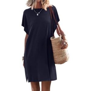 image:imageANRABESS Womens Summer T Shirt Dress 2026 Beach Vacation Travel Outfits Casual Simple Soft Mini Sundress Cover Up ClothesNavy Blue