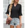 image:imageANRABESS Blouses for Women Dressy Casual 34 Sleeve V Neck Shirts Business Work Tunic Tops 2026 Fall Outfits ClothesBlack